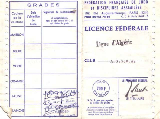 Licence fédérale de judo