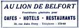 square bresson, square Aristide Briand,publicite,au lion de belfort,rue jules ferry