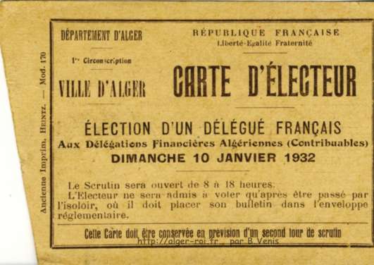 Carte d'électeur - élection d'un délégué français 
