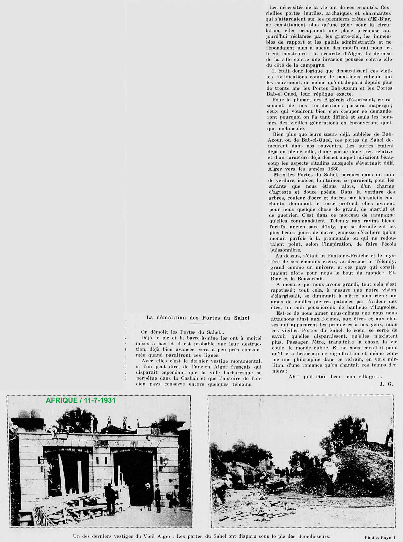 On démolit les portes du sahel - 1931 