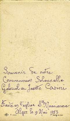 Communion solennelle Josette Casini - 19 mai 1957