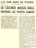 AVEC UNE NUIT DE FOLIES.. LE CASINO MUSIC-HALL OUVRIRA SES PORTES SAMEDI -1950 