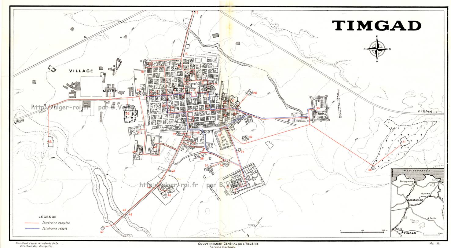 Plan de Timgad (à partir de deux parties de plan)