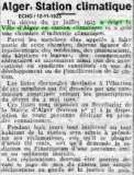 Un décret du 3t juillet 1923 a érigé la d'Alger en station climatique 