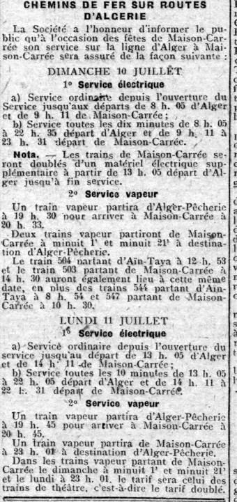 (Écho d'Alger du 8 juillet 1921) 