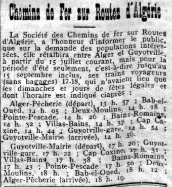 (Écho d'Alger du 12 juillet 1921) 