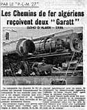 La Compagnie des chemins de fer algériens reçoit deux "Garatt" - 1936