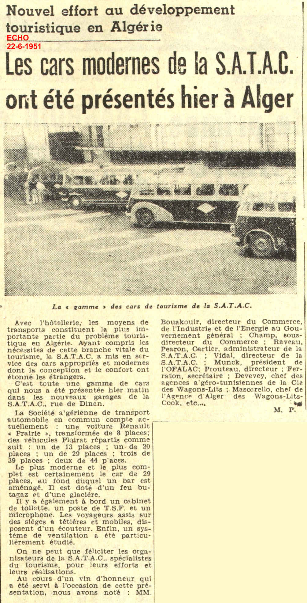 Les cars modernes de la S.A.T.A.C. ont été présentés hier à Alger 