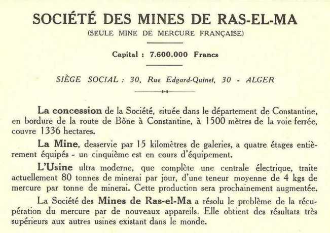 RAS-EL-MA : seule mine de mercure française