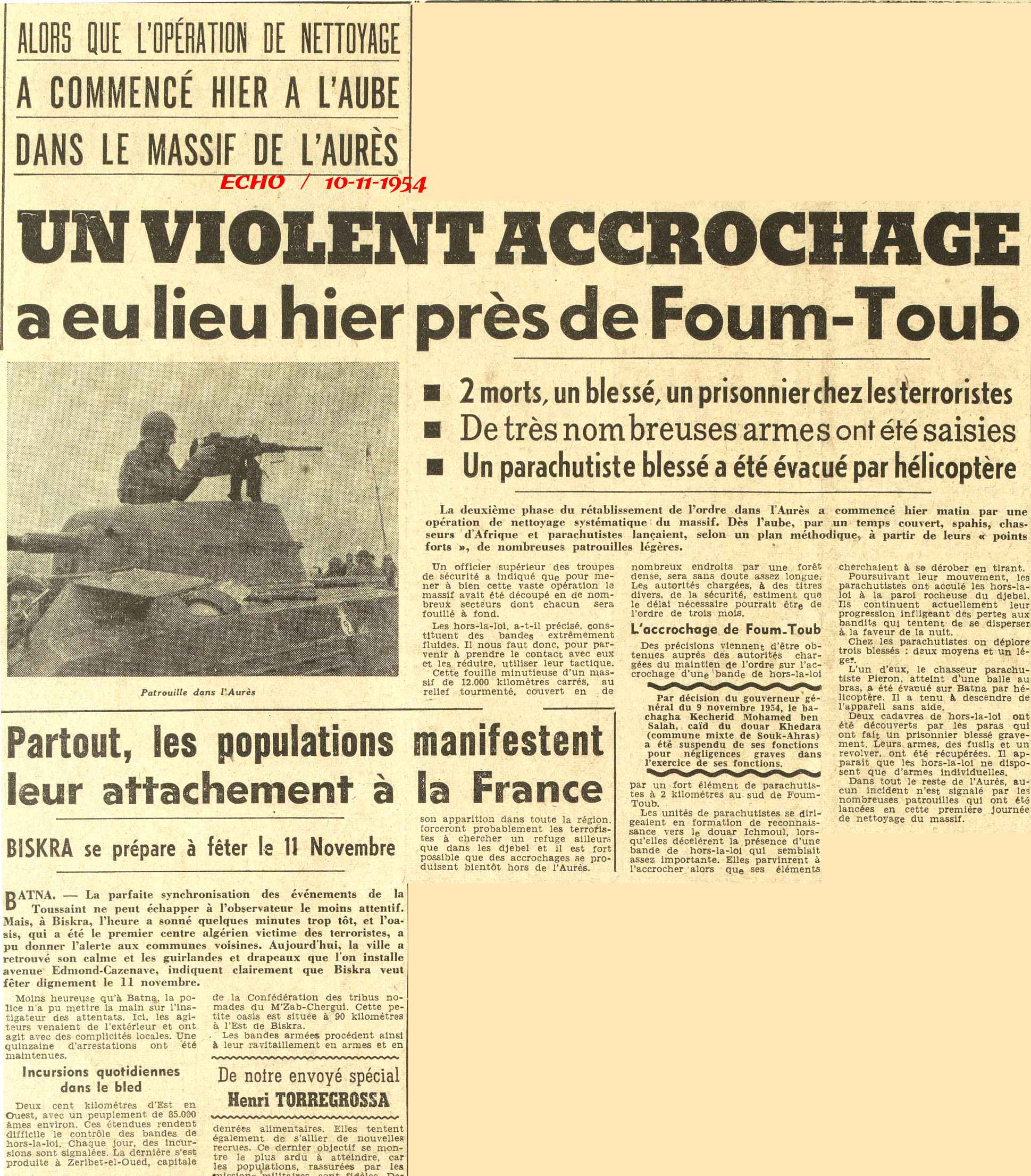 UN VIOLENT ACCROCHAGE a eu lieu hier près de Foum-Toub