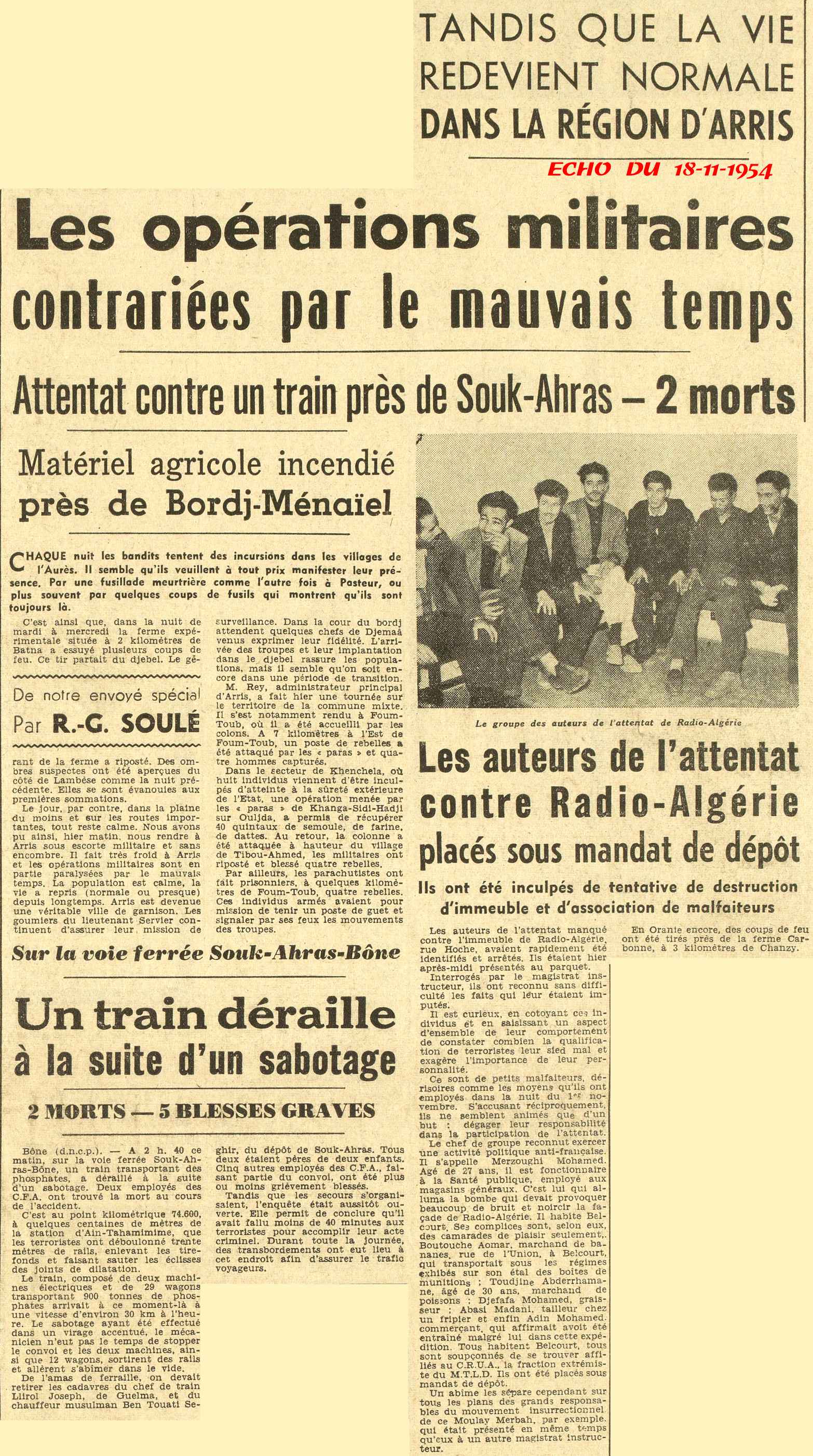 TANDIS QUE LA VIE REDEVIENT NORMALE DANS LA RÉGION D'ARRIS